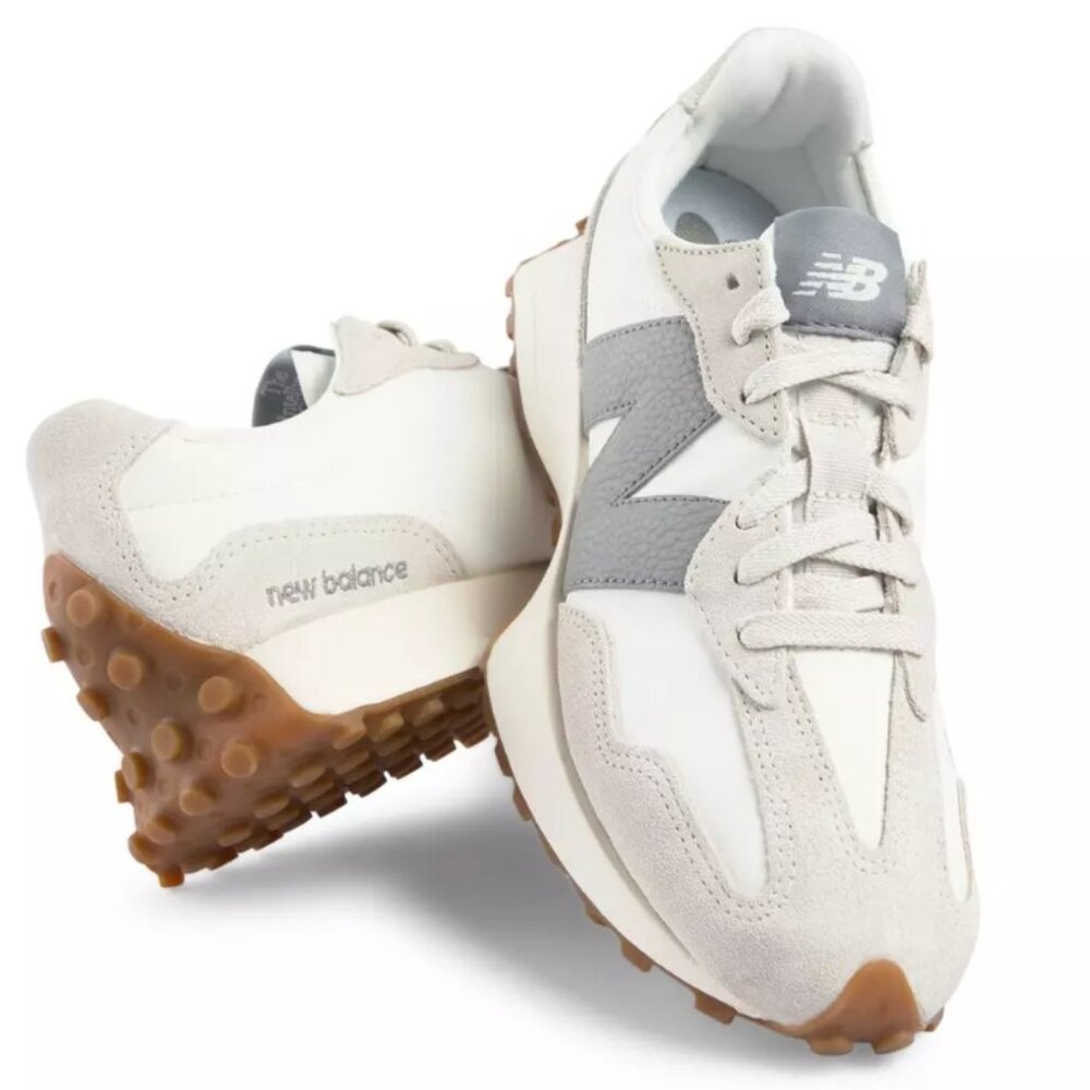 NEW BALANCE 327 Unisex W9.5/M8 Casual Sneakers Shoes Moonbeam Grey Leather NEW